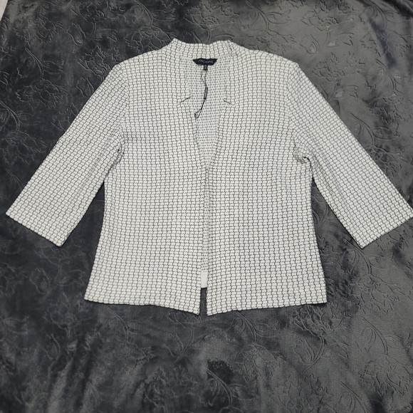 Ming Wang Knit Blazer Jacket Cardigan Women's Size XL NWOT Black/White - Picture 3 of 16